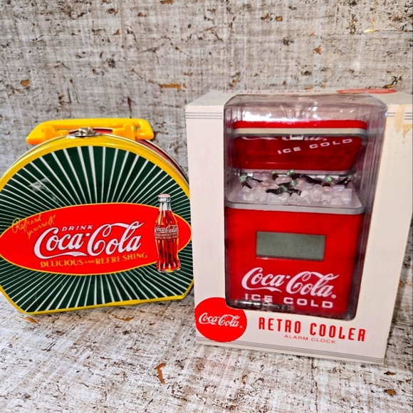 Coca-Cola LOT Collectors Alarm Clock And A Damaged Mini Lunchbox - Picture 1 of 12
